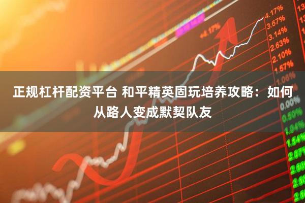 正规杠杆配资平台 和平精英固玩培养攻略：如何从路人变成默契队友